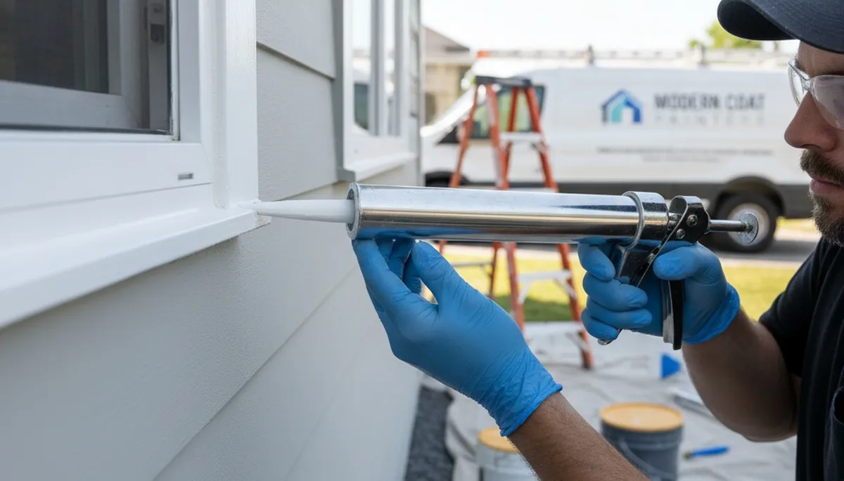 Professional caulking and sealing on Santa Rosa, CA home exterior by local painting contractor