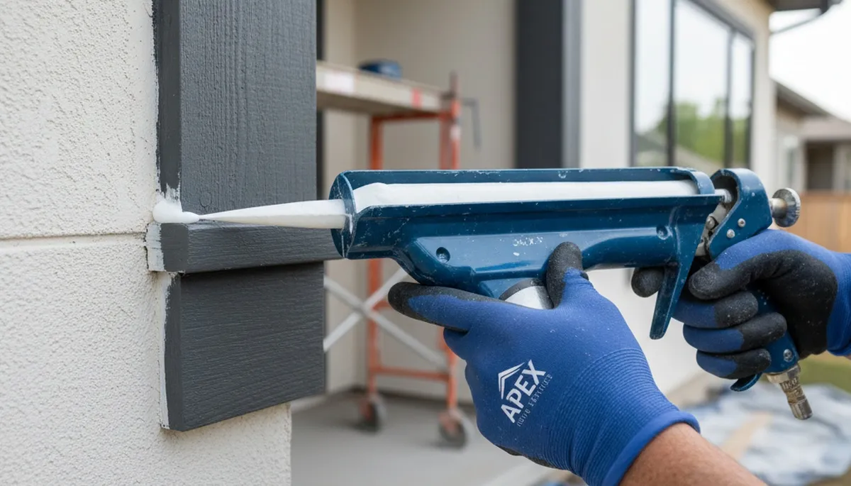 Professional caulking and sealing on residential exterior in Santa Rosa, CA by expert house painters