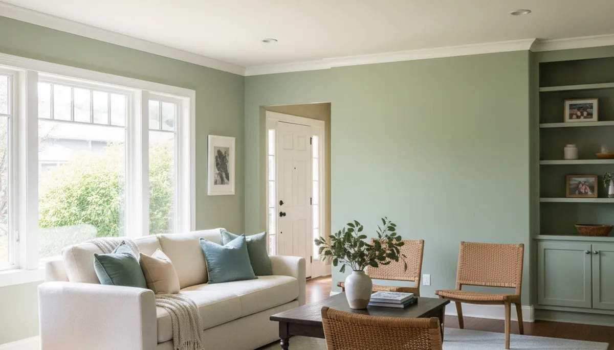 Freshly painted Santa Rosa CA living room with smooth professional interior finish by expert house painters