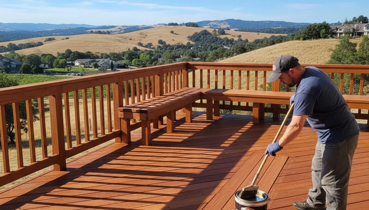 Professional deck staining in Santa Rosa, CA enhancing wood beauty with UV and moisture protection