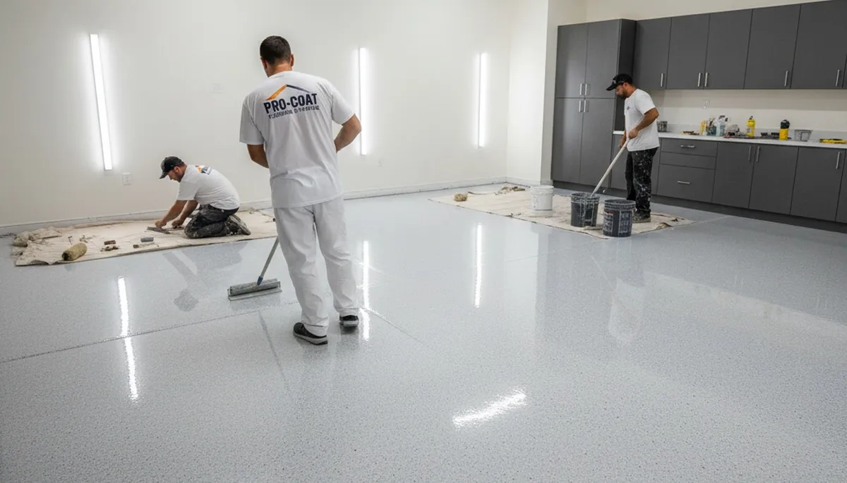 Epoxy garage floor coating in Santa Rosa, CA with durable, glossy finish by local painting professionals
