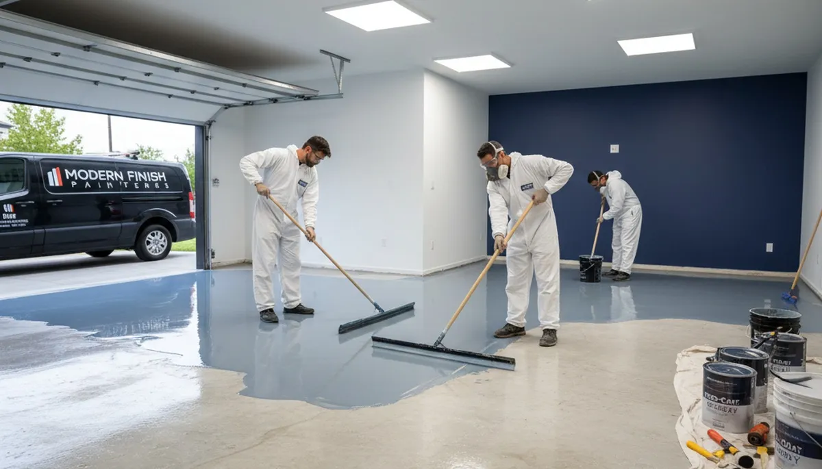 Professional epoxy garage floor coating in Santa Rosa, CA by local house painting experts