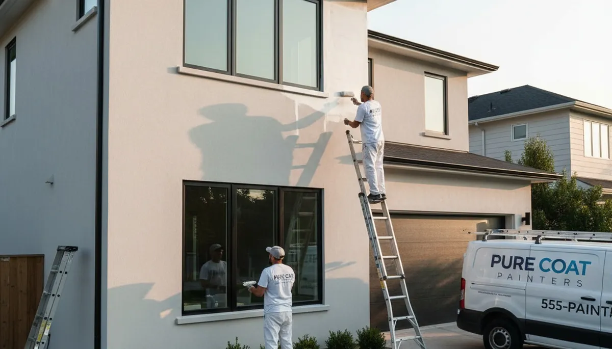 Professional exterior house painters in Santa Rosa, CA applying fresh coastal-protective paint finish