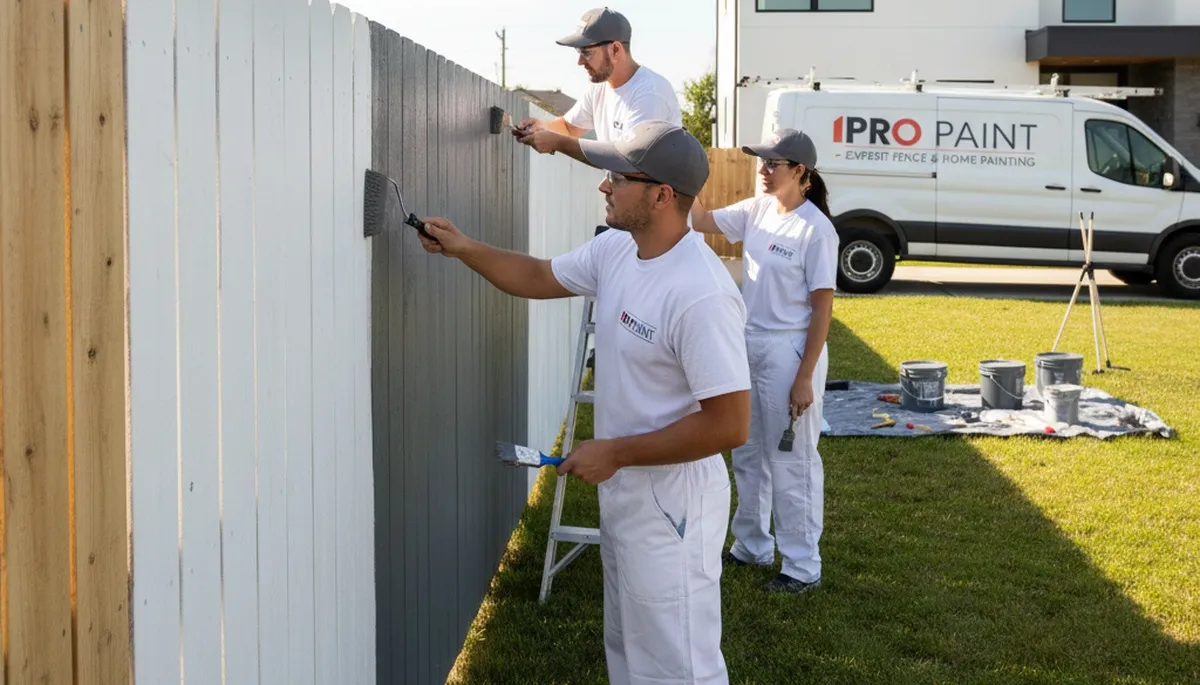 Professional fence painters in Santa Rosa CA applying durable wood stain for lasting curb appeal