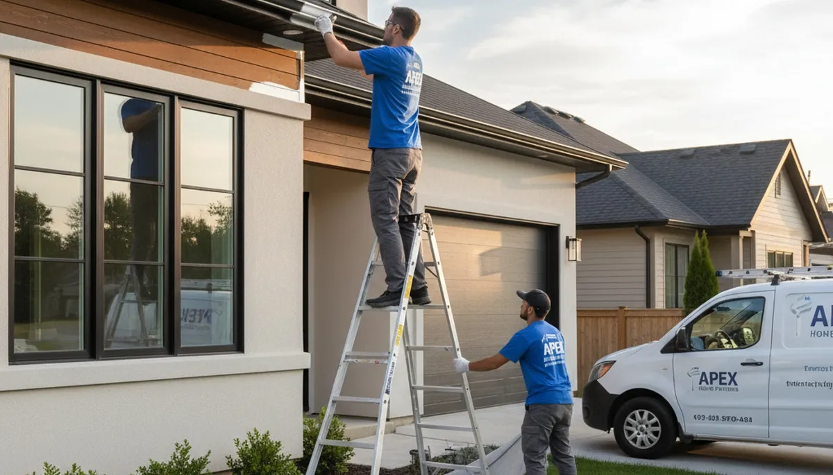 Professional gutter painting on a Santa Rosa CA home by expert exterior house painters