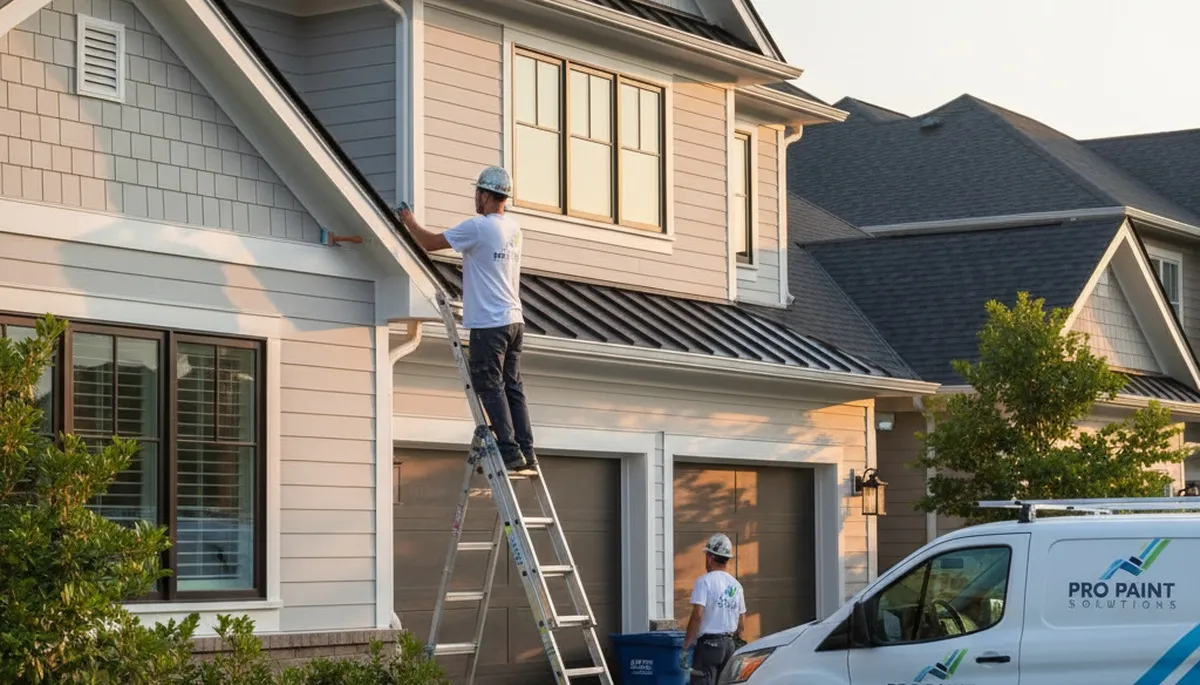 Professional gutter painting on a Santa Rosa CA home by local house painters protecting against weather