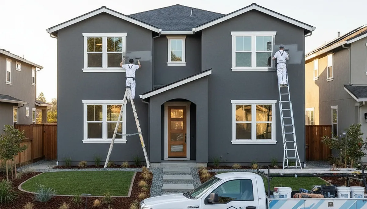 Professional house painters working on residential exterior in Santa Rosa, CA