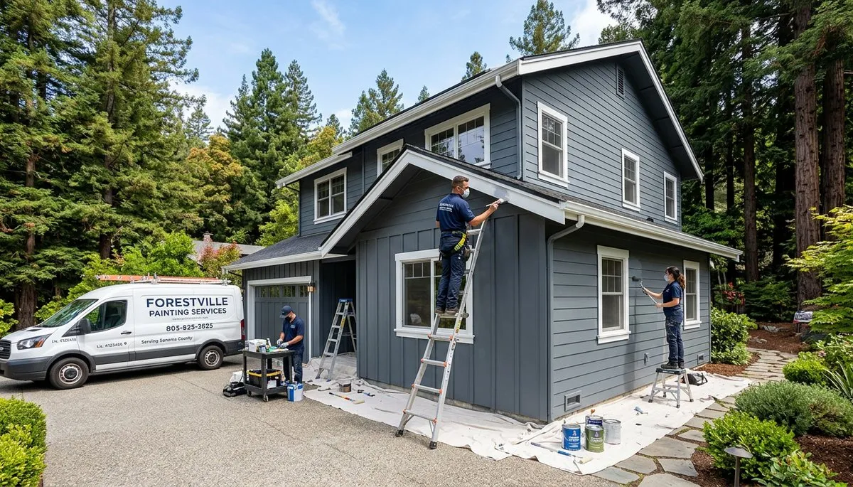 Professional house painters improving home exterior finish in Santa Rosa, CA