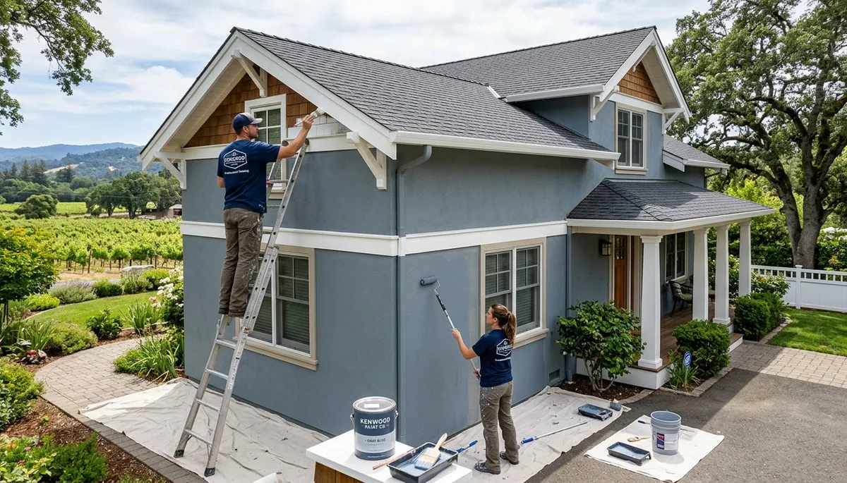 Professional house painters working on residential exterior in Santa Rosa, CA
