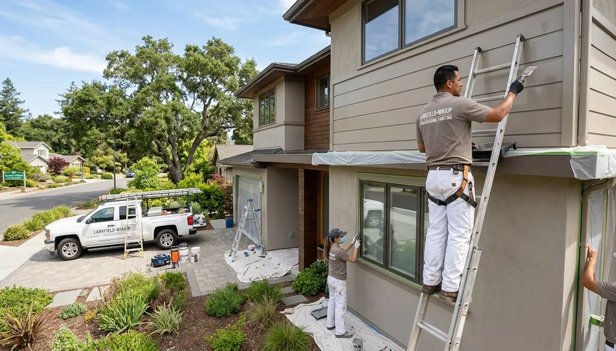 Professional house painters working on exterior home in Santa Rosa, CA