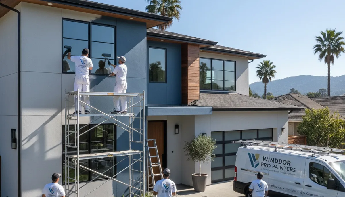 Professional house painters working on residential exterior in Santa Rosa, CA