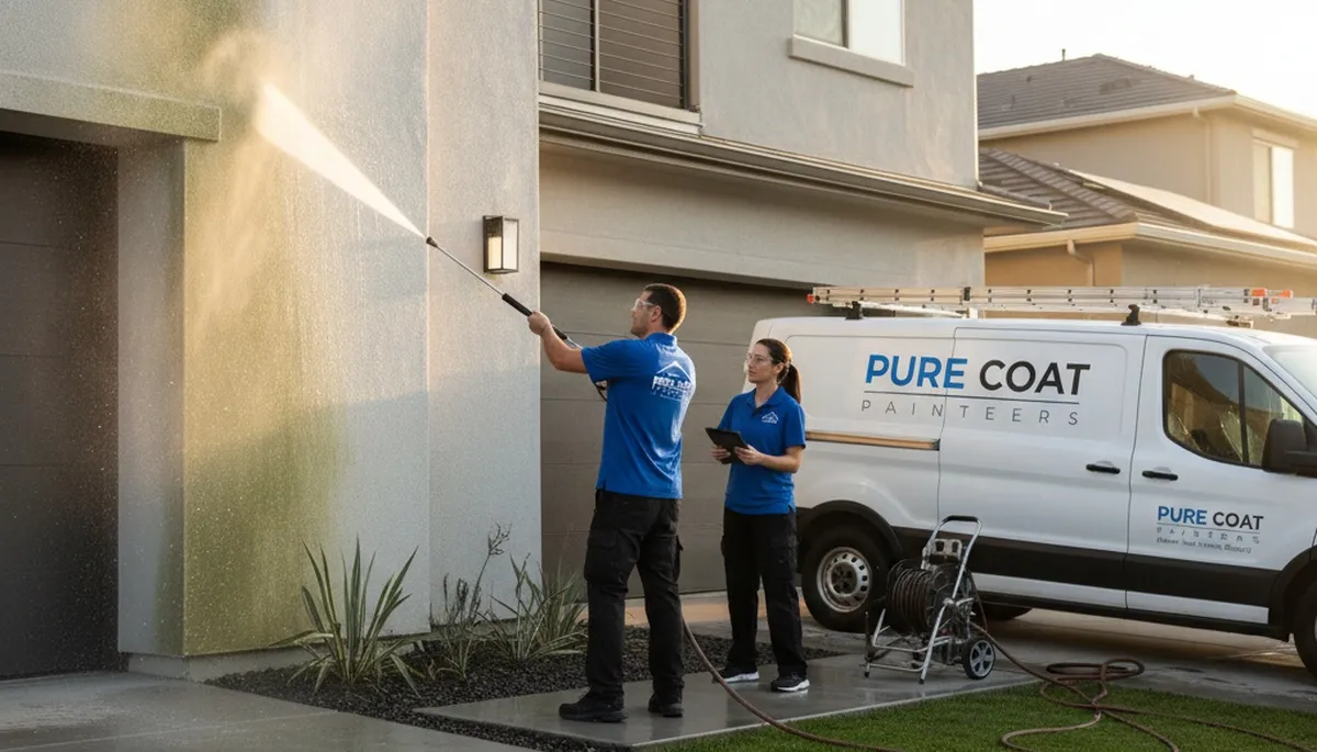 Professional pressure washing Santa Rosa CA home exterior by local house painters