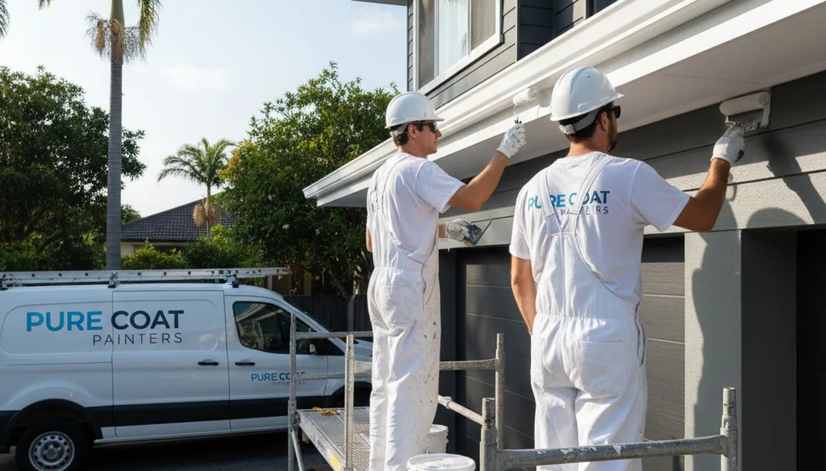 Professional trim and fascia painting on Santa Rosa CA home exterior by expert house painters